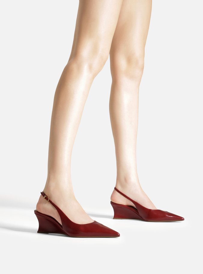 Scarpin Vermelho Couro Anabela Slingback