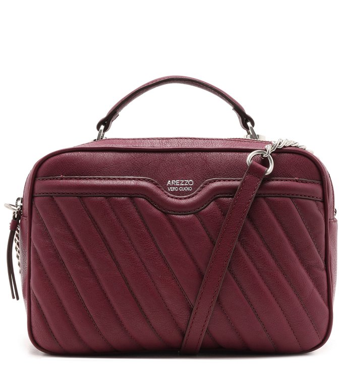 Bolsa Tiracolo Couro Francine Média Raspberry