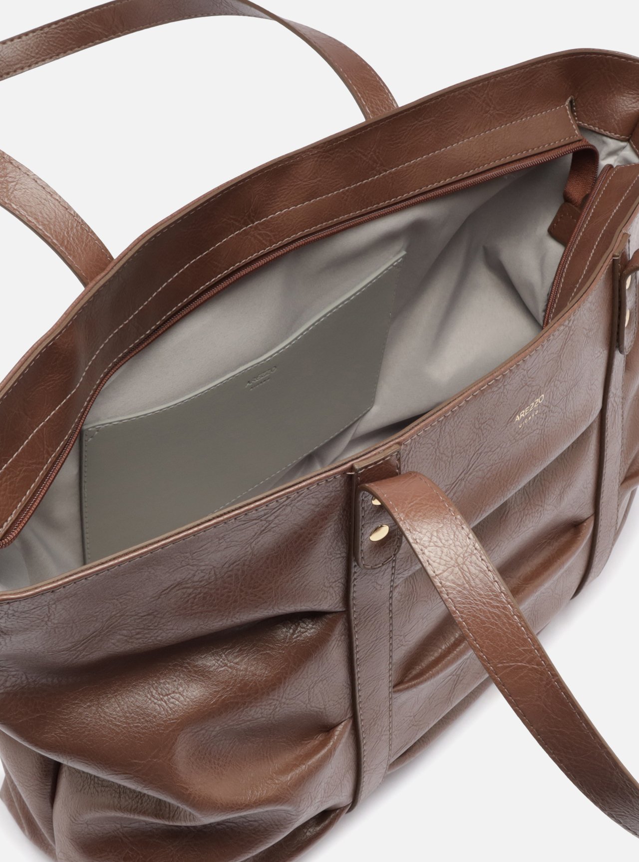 Bolsa Shopping Marrom Grande Franzida — foto 4