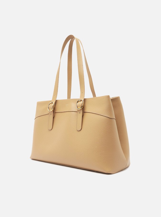 Bolsa Tote Bege Média Alças Fivelas