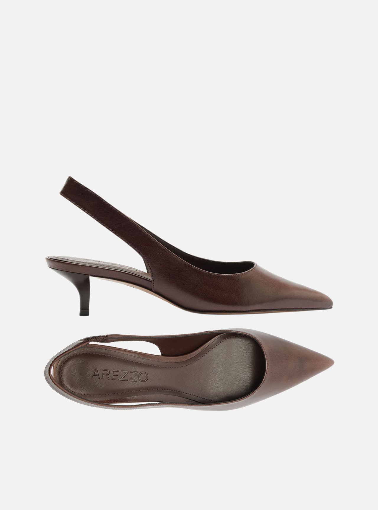 Scarpin Marrom Couro Salto Fino Slingback — foto 5