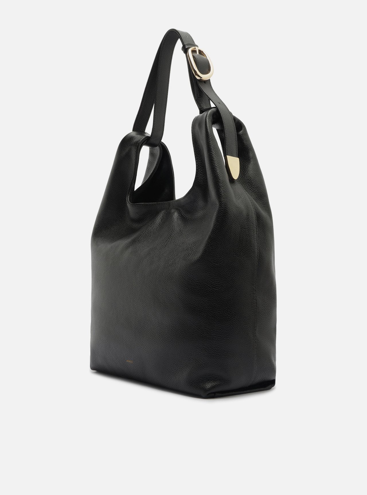 Bolsa Hobo Preta Couro Média — foto 2