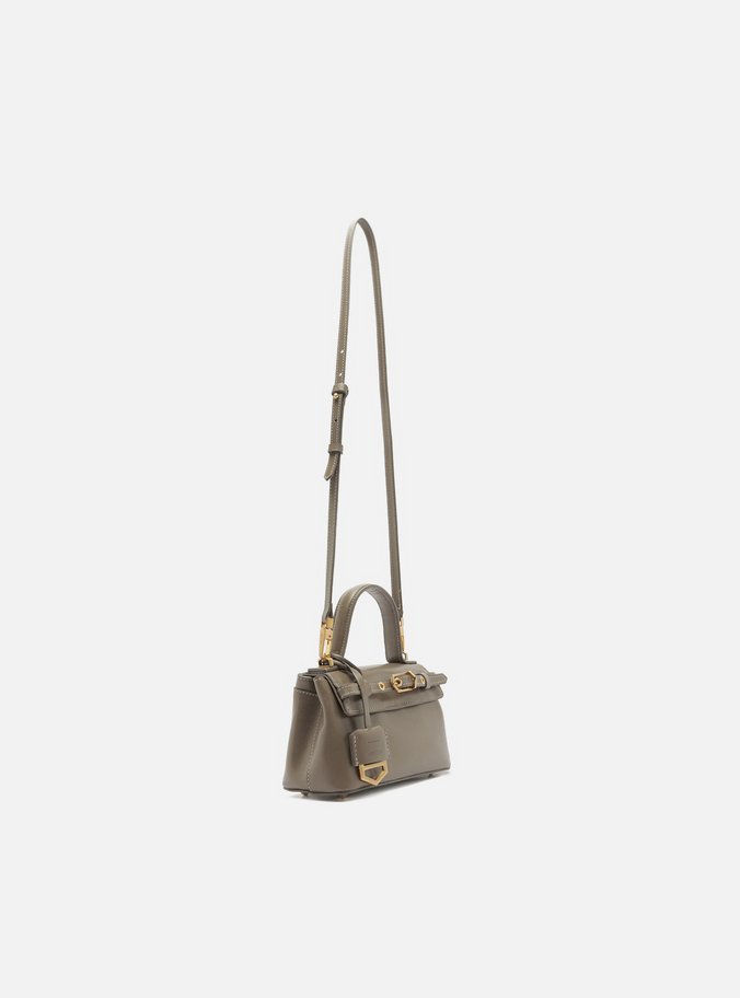Tiracolo Cinza Couro Pequena Bag Charm Victória