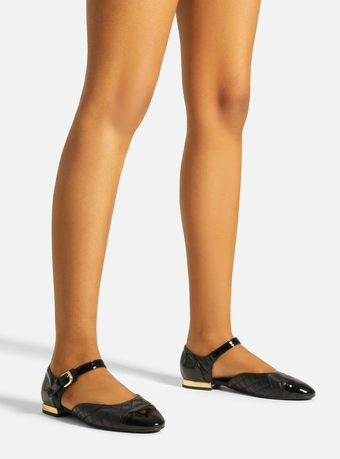 Sapatilha Boneca Preta Couro Matelassê