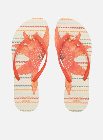 Chinelo Branco Essential Estampa Flor Laranja