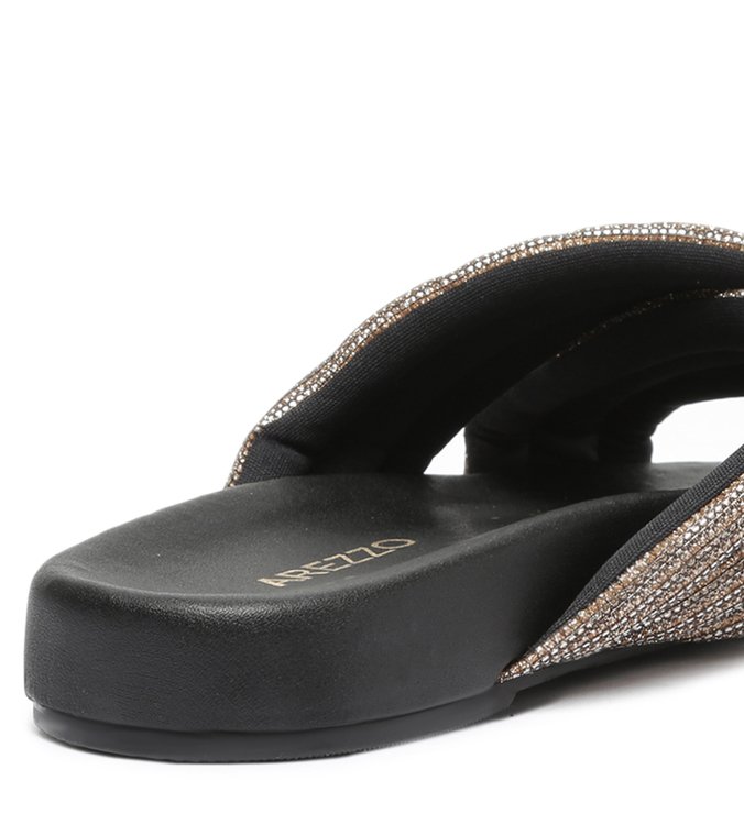 Rasteira Marrom Tecido Slide Home