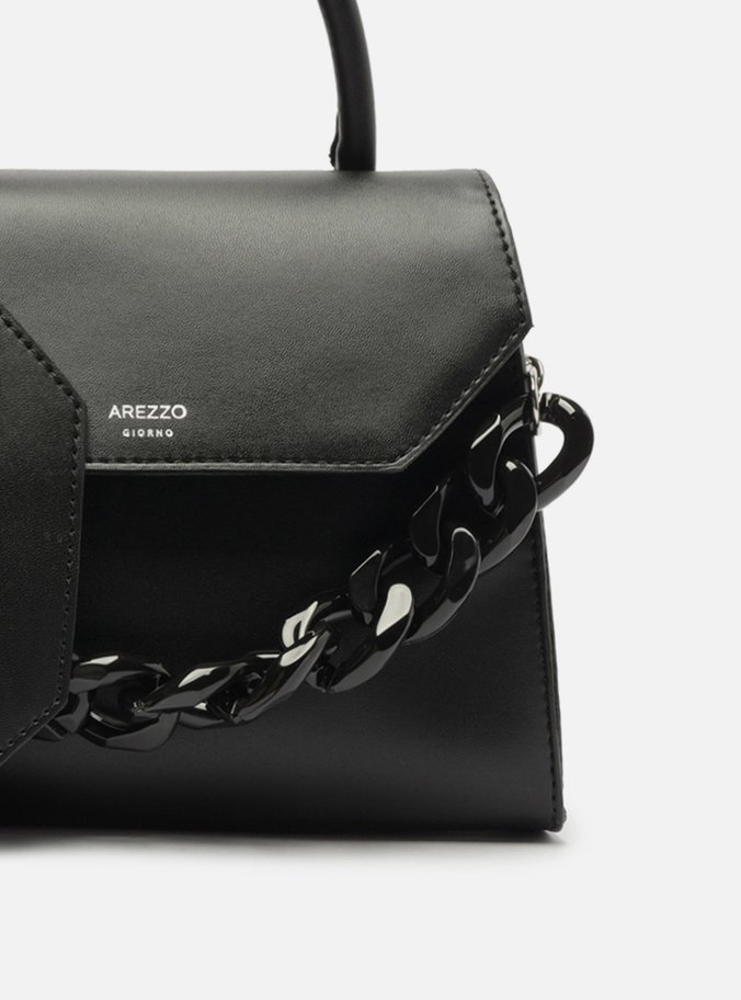 Bolsa Satchel Preta Iara Média Corrente