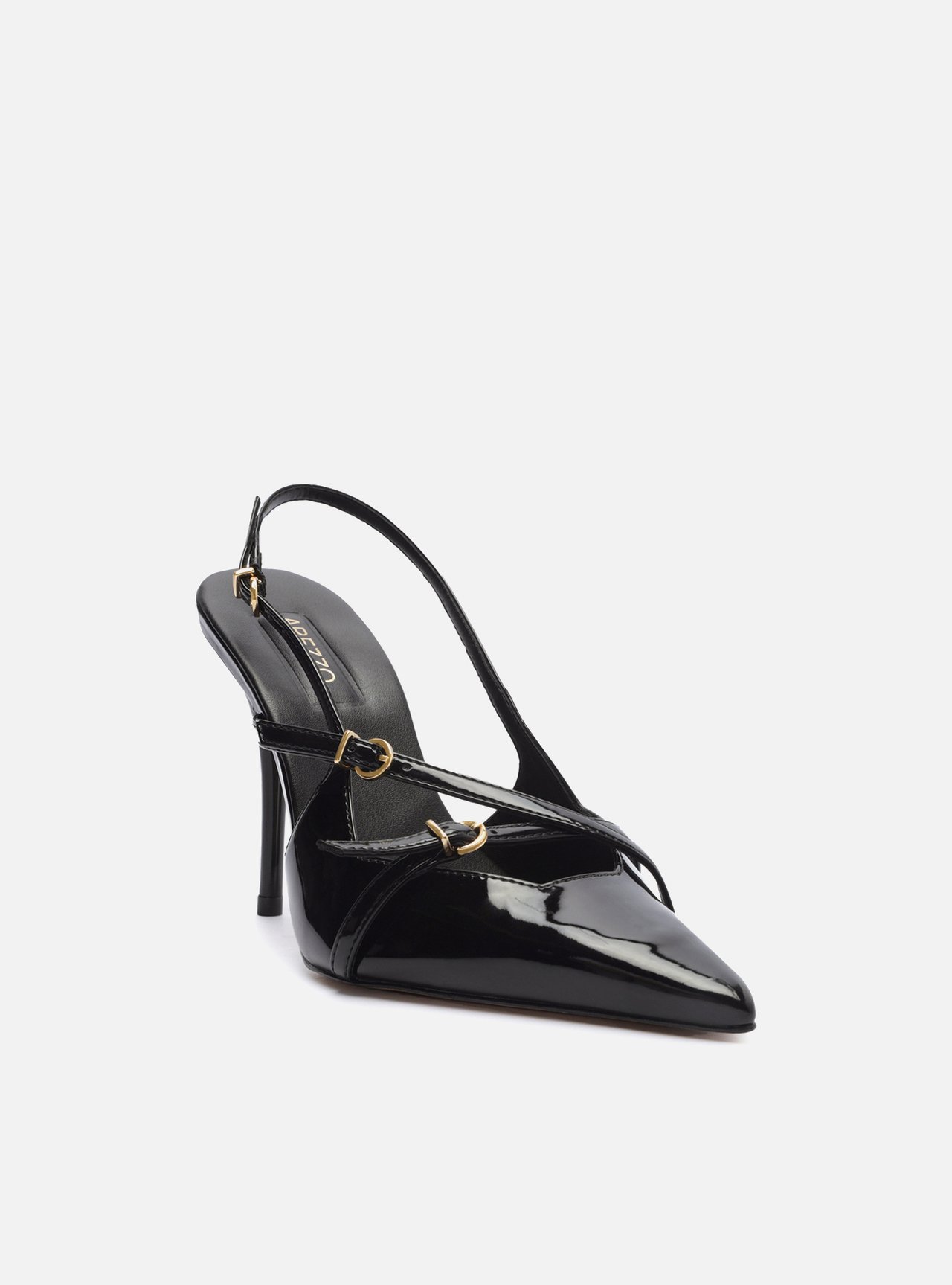 Scarpin Preto Verniz Salto Alto Slingback Amélia — foto 2