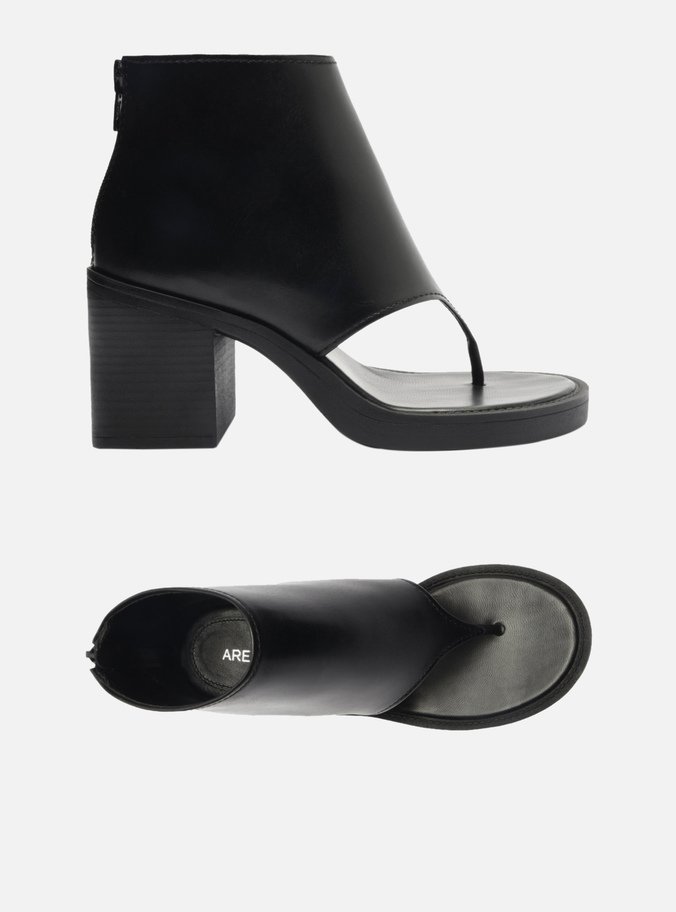 Sandal Boot Preta Couro Salto Bloco