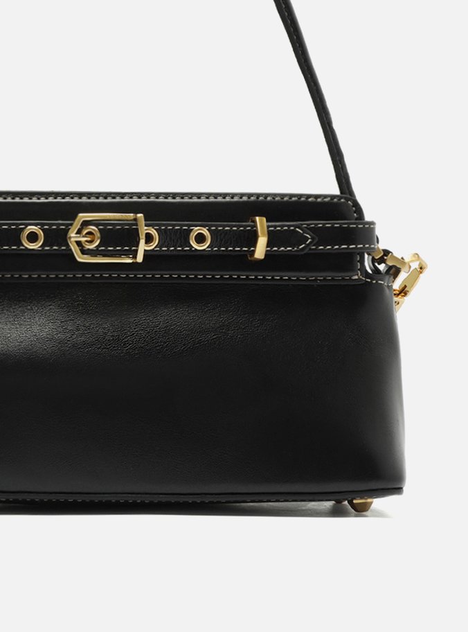 Bolsa Tiracolo Preta Couro Pequena Victória