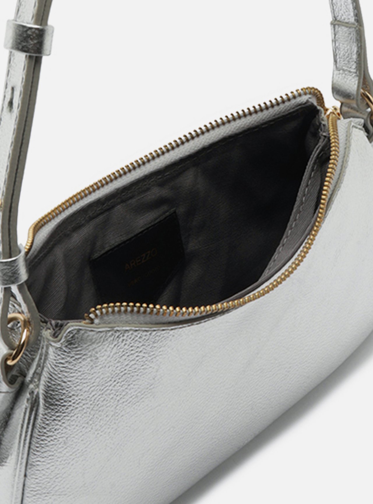 Bolsa Shoulder Prateada Couro Pequena — foto 4
