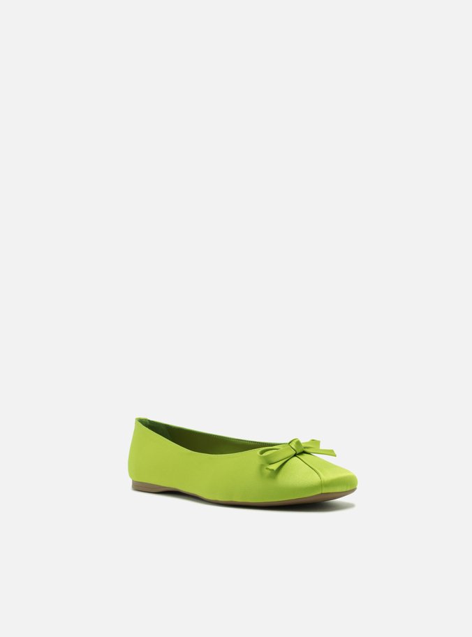 Sapatilha Verde Cetim Bico Quadrado