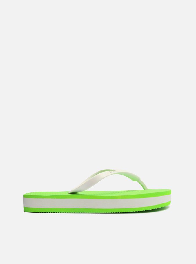 Chinelo Verde Neon e Branco Plataforma Brizza