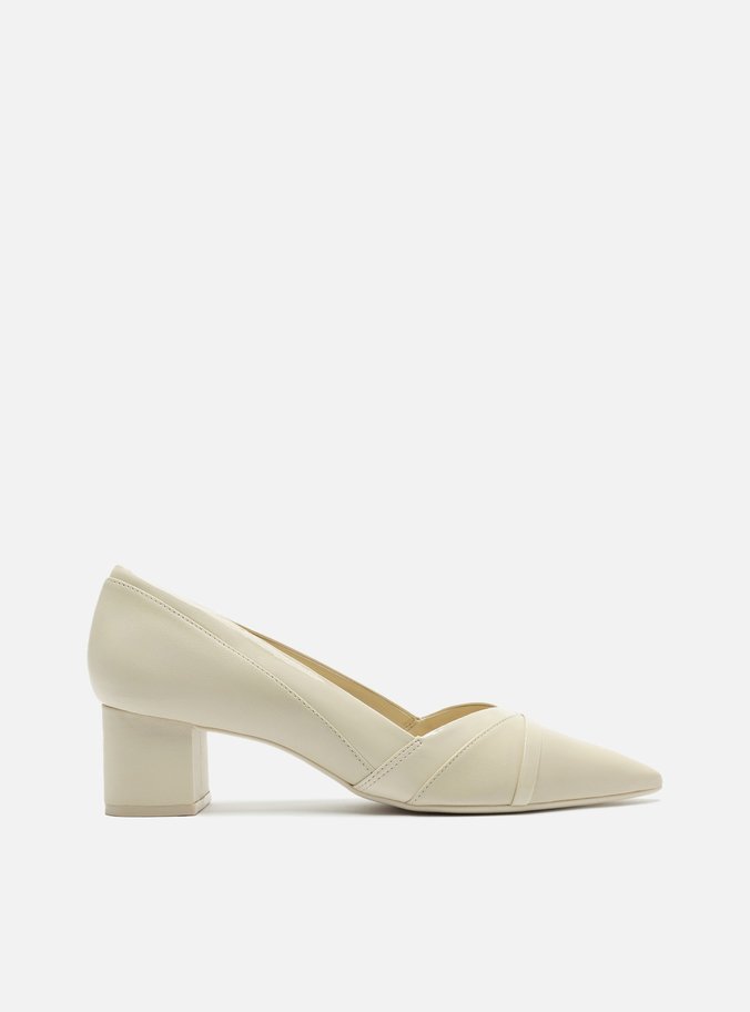 Scarpin Off-White Salto Bloco Bico Fino