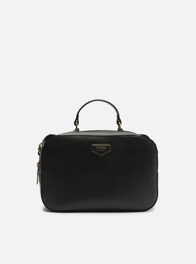 Bolsa Tiracolo Preta Média Detalhe Metal
