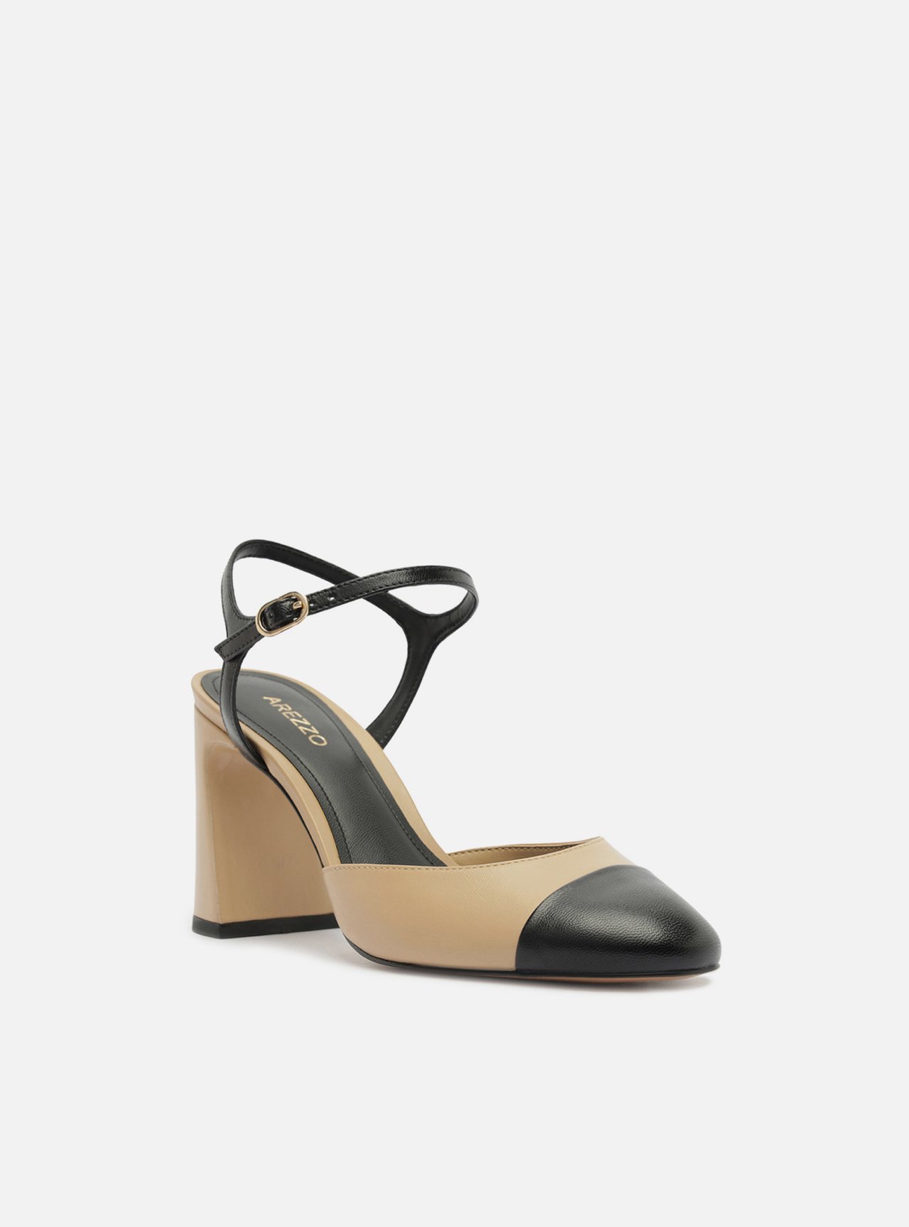 Scarpin Multineutro Couro Salto Bloco Fivela Slingback — foto 2