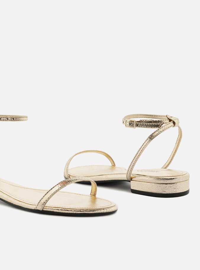 Sandália Rasteira Dourada Slim Minimalista