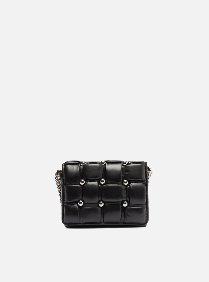 Bolsa Tiracolo Preta Couro Pequena Metais