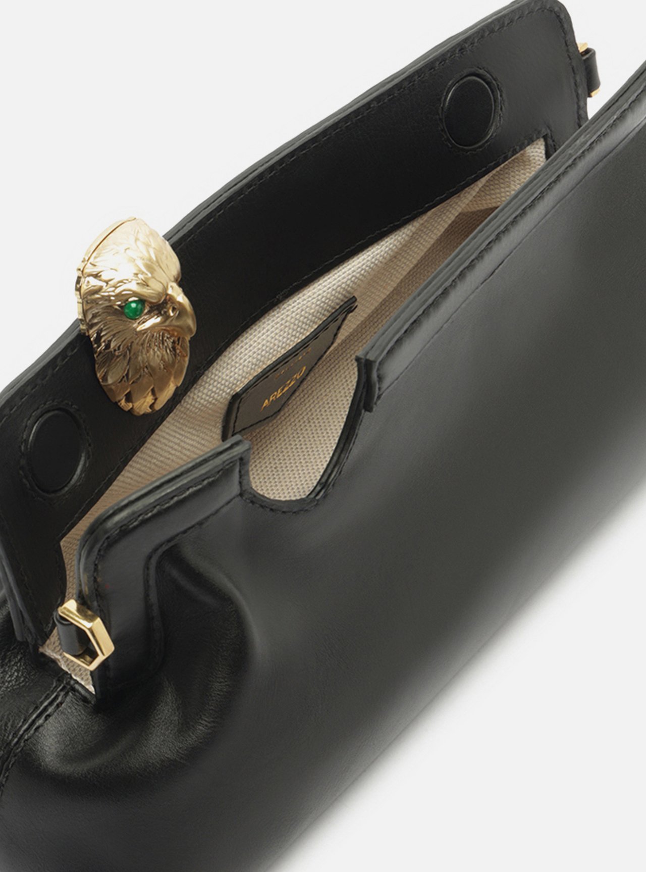 Bolsa Shoulder Preta Couro Metal Águia — foto 4