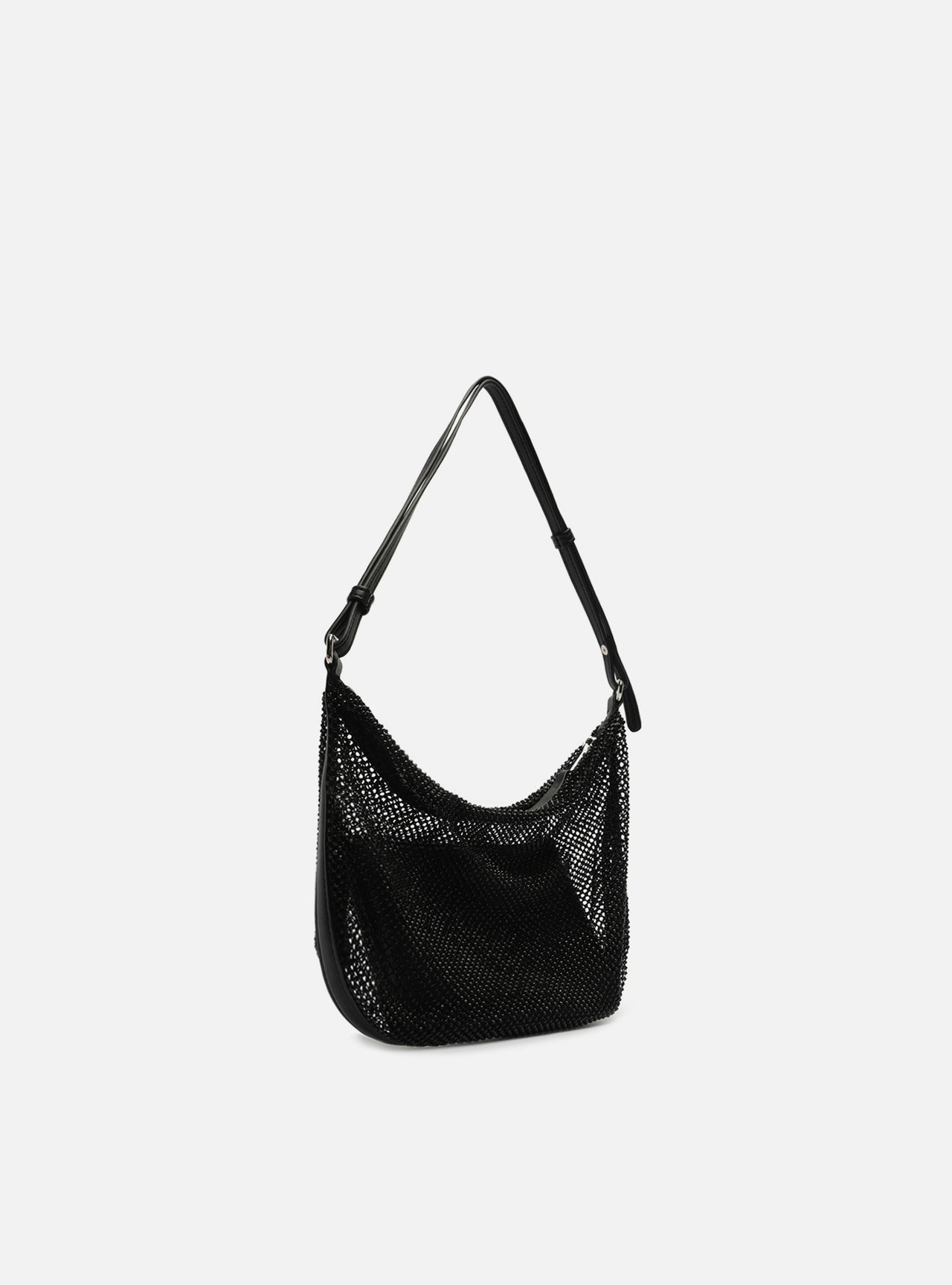 Bolsa Shoulder Preta Tela Strass Pequena — foto 5