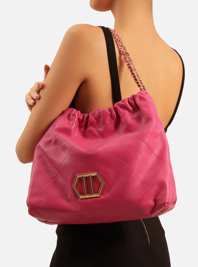 Bolsa Hobo Rosa Couro Esther Grande