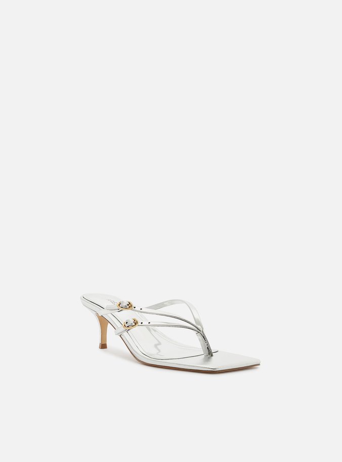 Tamanco Prata Bico Quadrado Flip Flop