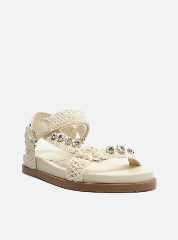 Sandália Off-White Flatform Bordada Mykonos