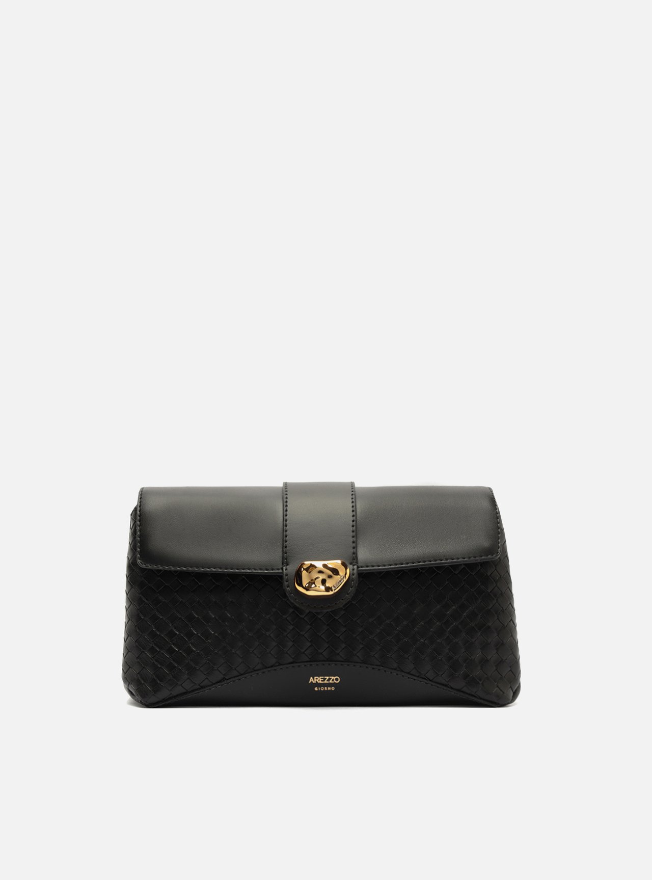 Bolsa Tiracolo Preta Média Tressê Metais — foto 1