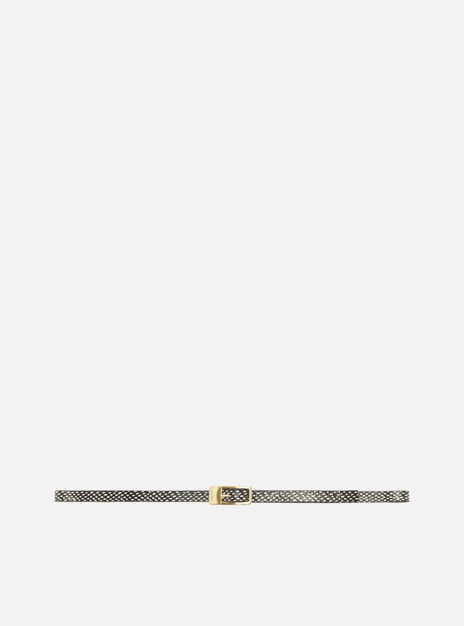 Cinto Cintura Animal Print Couro Fivela Dourada