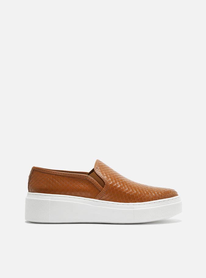 Slip On Marrom Sola Alta Bico Redondo