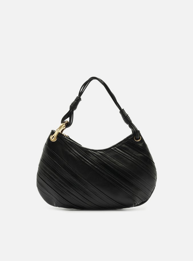 Bolsa Tiracolo Preta Couro Média Costuras