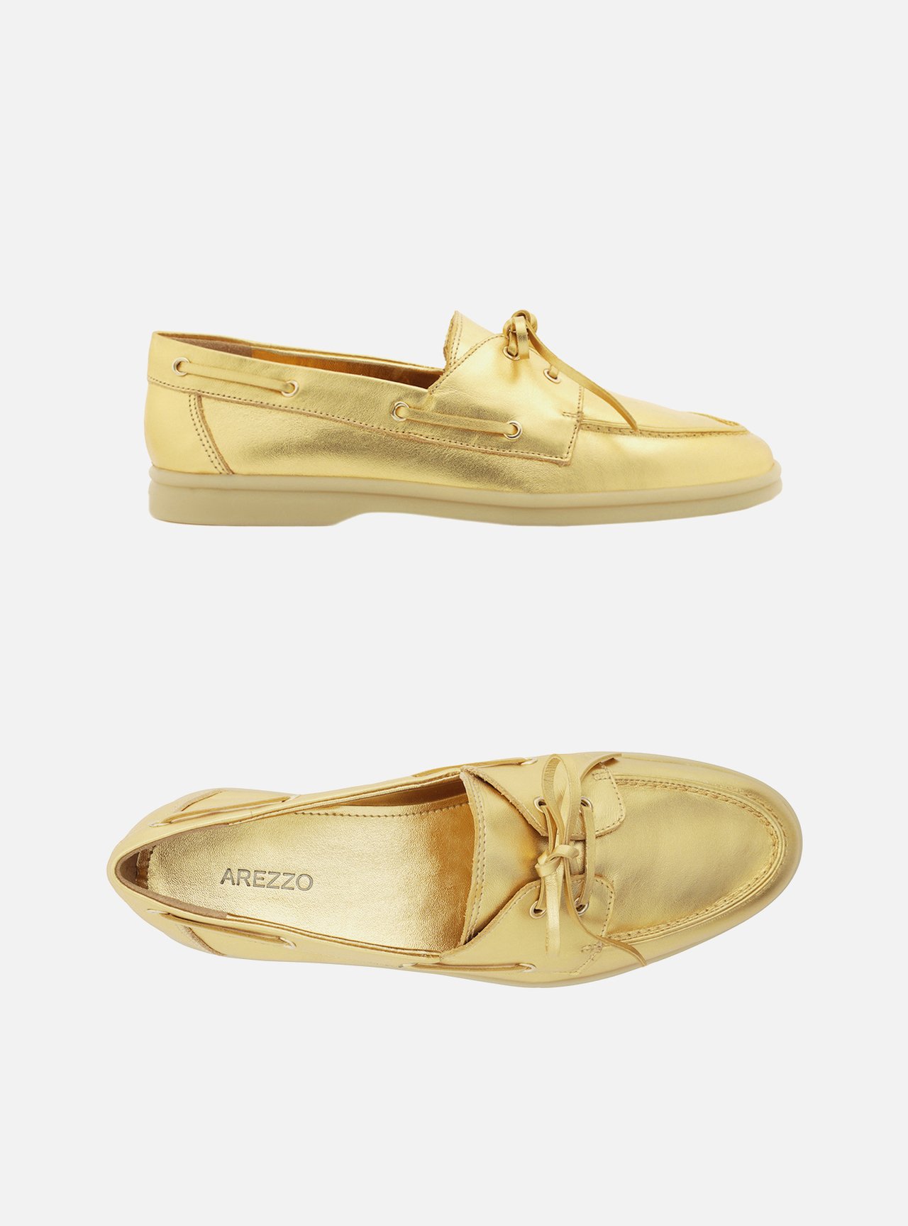 Mocassim Dourado Salto Rasteiro — foto 5