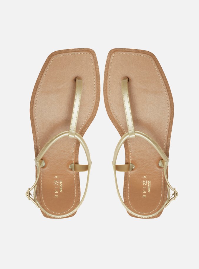 Sandália Rasteira Dourada Slim Square Recouro