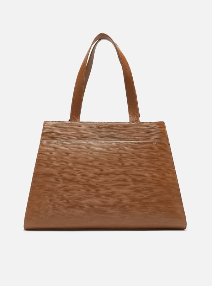Bolsa Shopping Marrom Couro Grande Metal Barbicacho