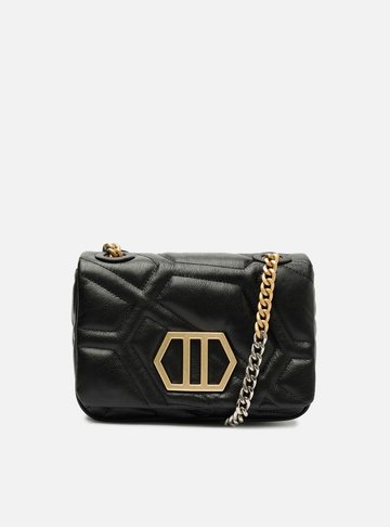 Bolsa Tiracolo Preta Couro Emma Sporty Média