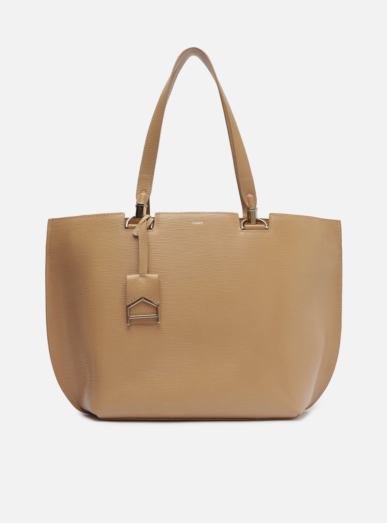 Bolsa Shopping Bege Couro Abraccio Grande — foto 1