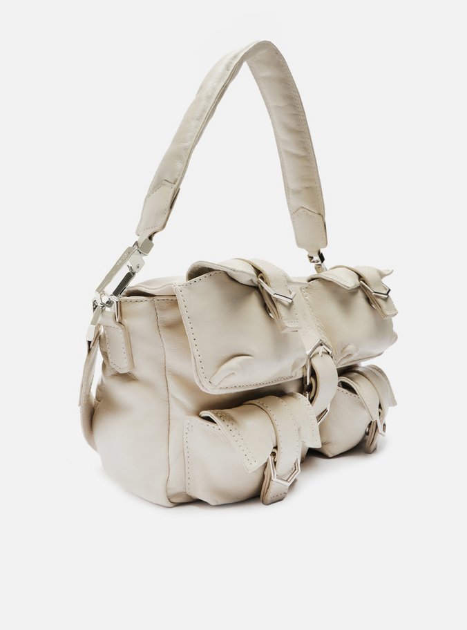 Bolsa Tiracolo Off-White Couro Pequena Bolsos