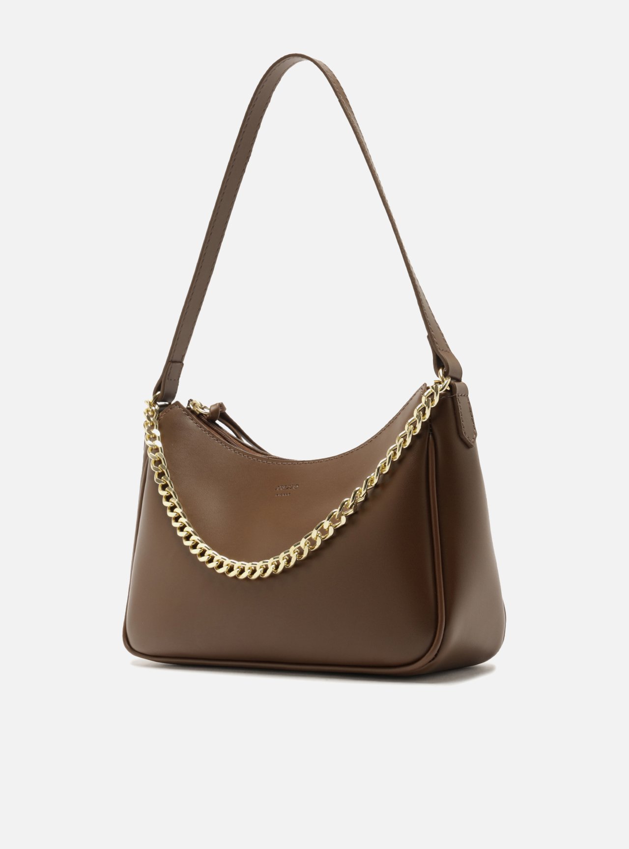 Bolsa Shoulder Marrom Pequena Corrente Dourada — foto 2
