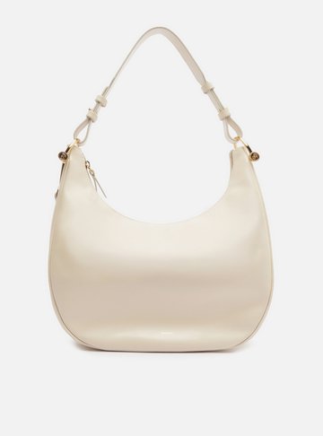 Arezzo — Bolsa Hobo Off White Couro Grande Metais Alça