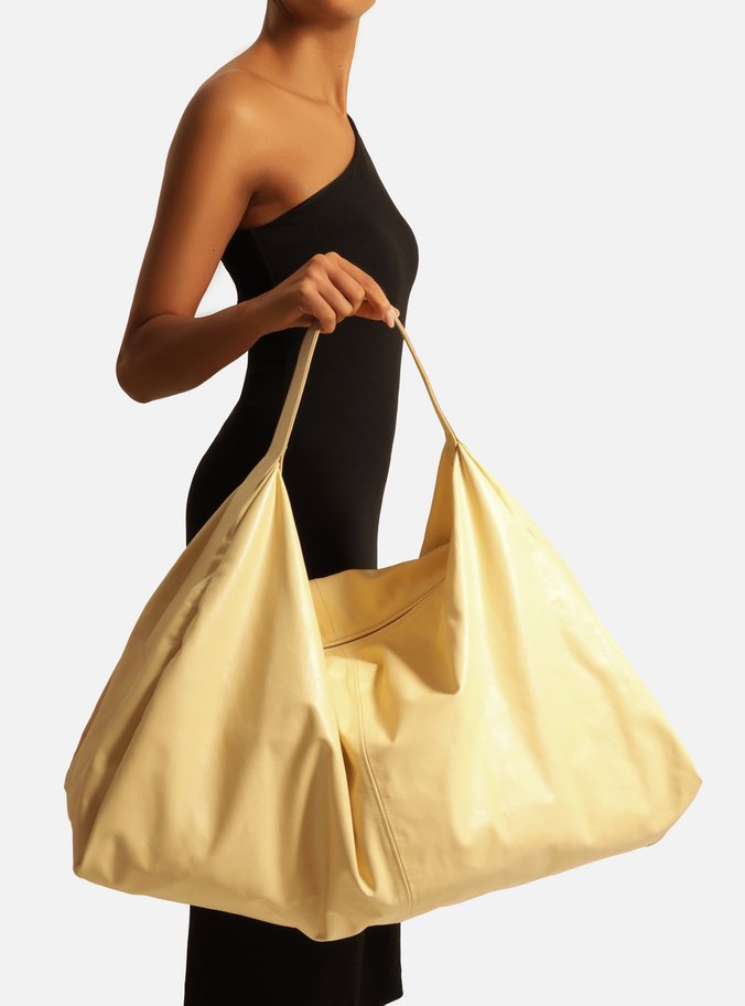 Bolsa Hobo Amarela Couro Grande Livia
