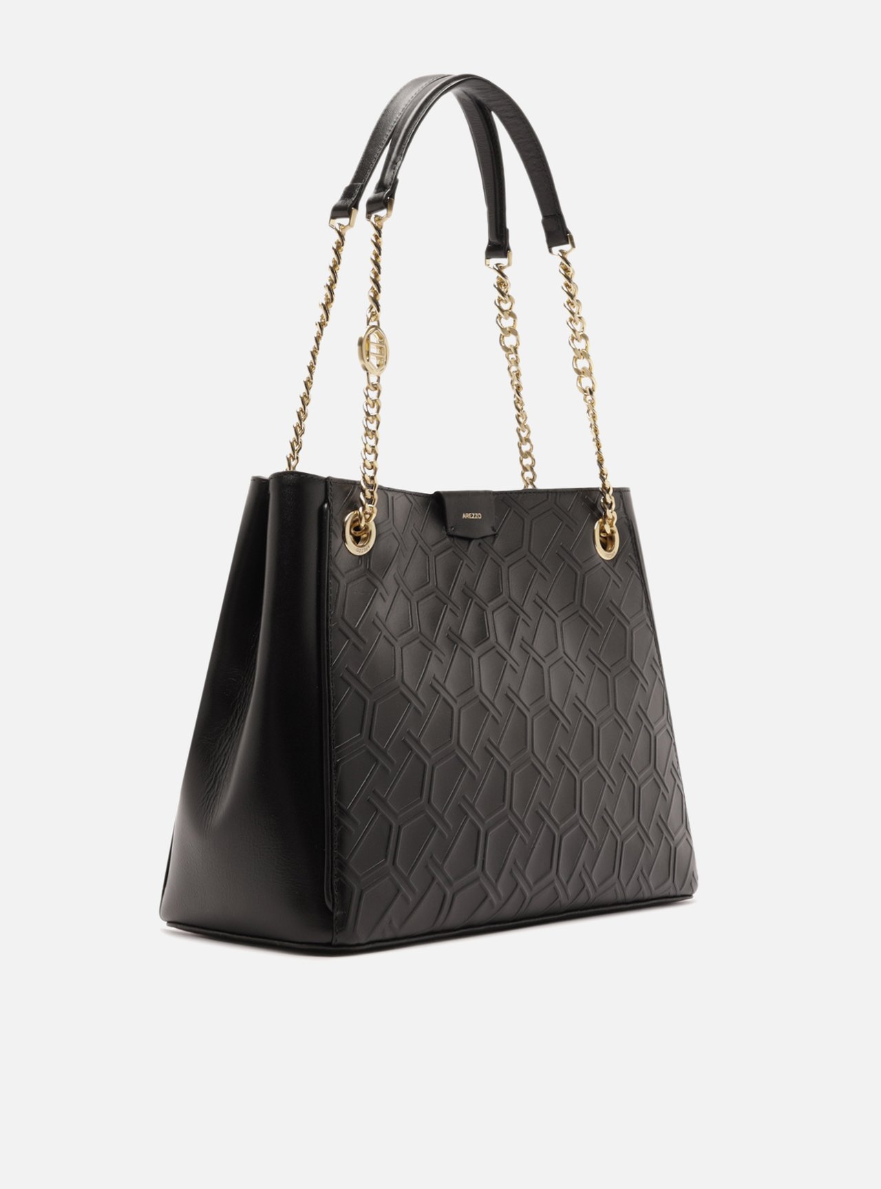 Bolsa Shopping Preta Couro Grande Corrente — foto 5