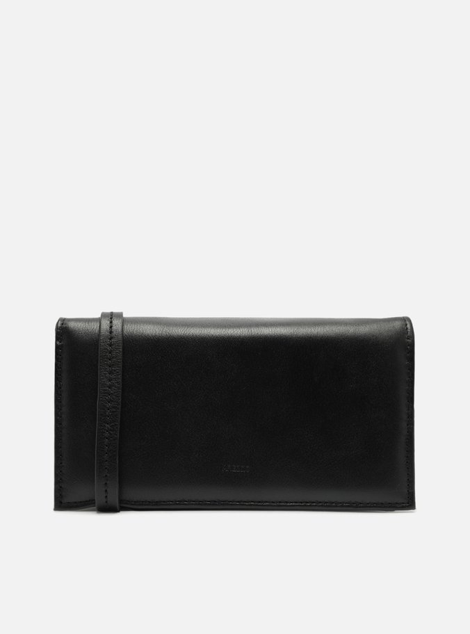 Clutch Preta Couro Metal Geométrico
