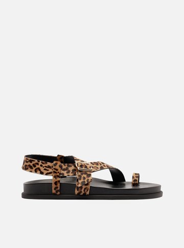 Sandália Papete Animal Print Tira Dedeira