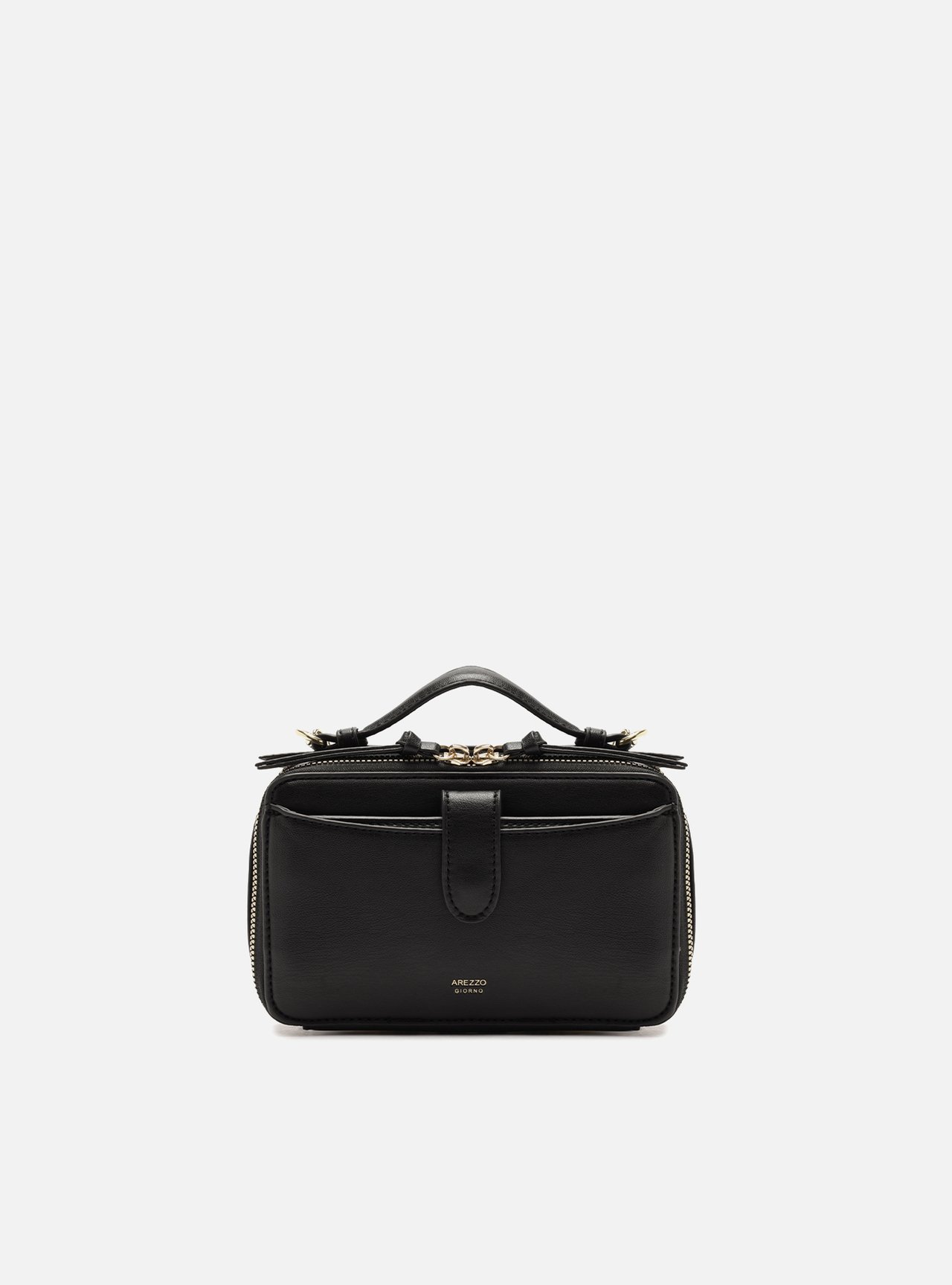 Bolsa Tiracolo Preta Pequena Bolso Duplo — foto 1