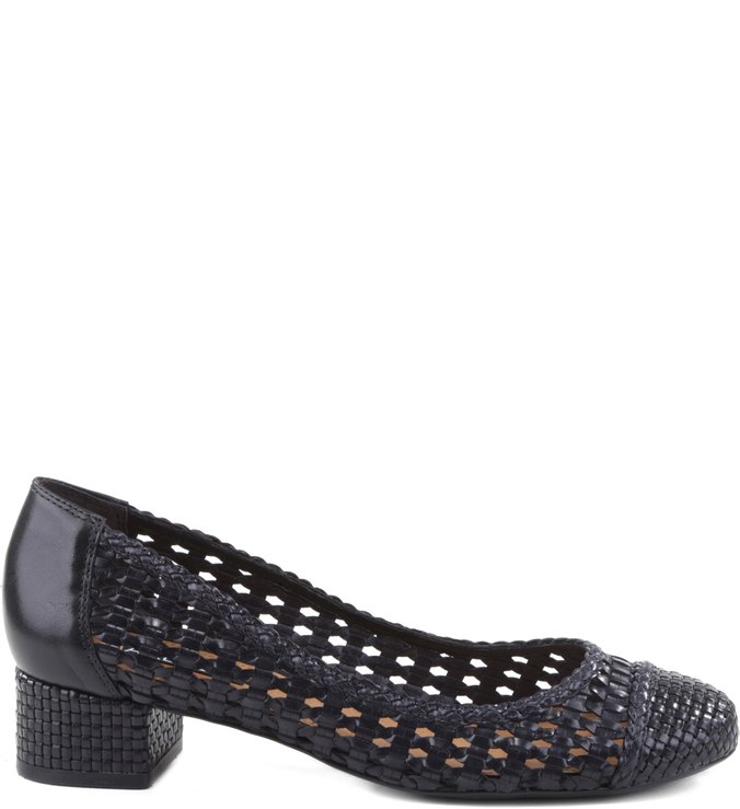 Scarpin Baixo Tramado Preto