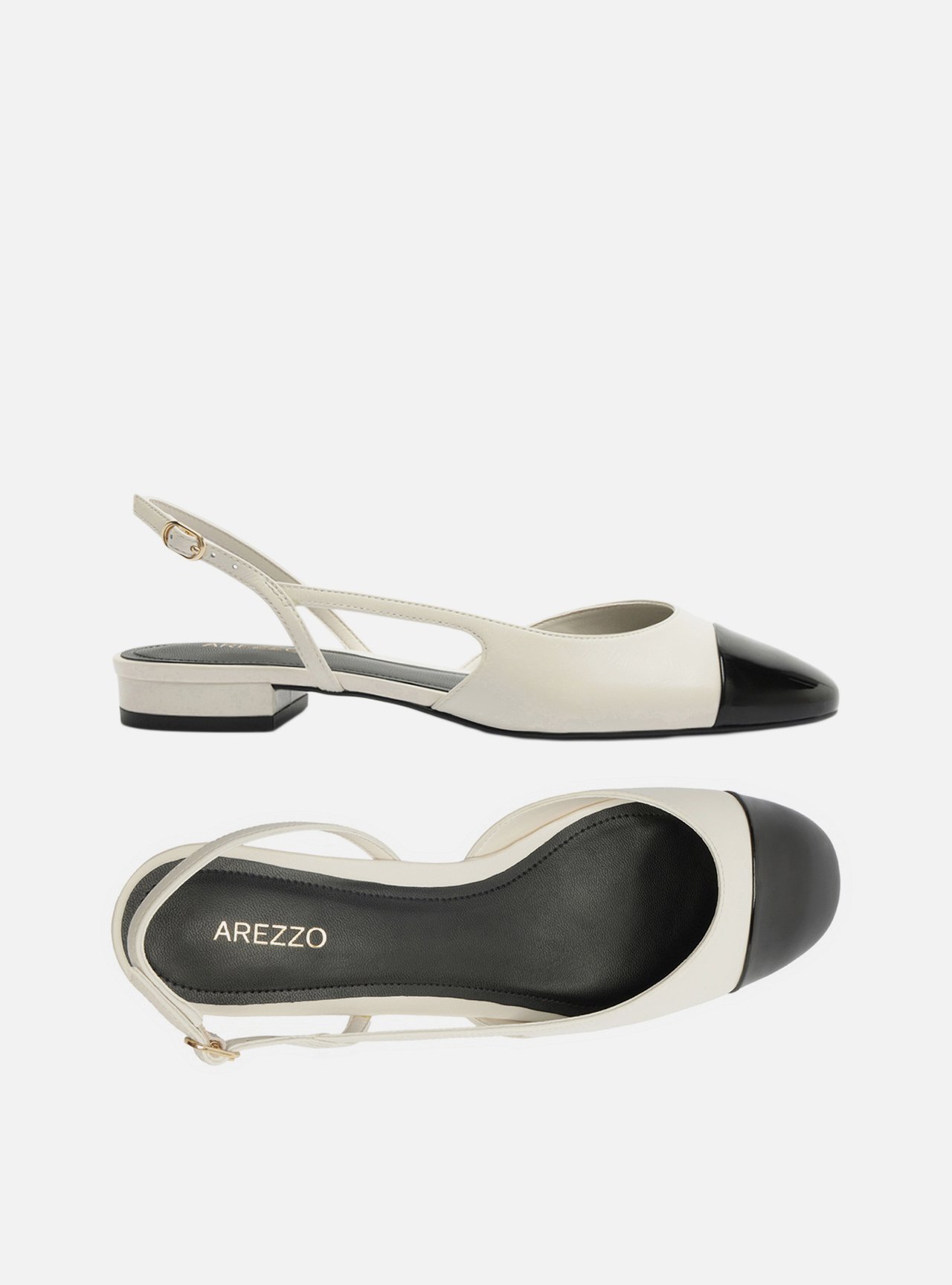 Sapatilha Branca Multimaterial Bico Redondo Slingback — foto 5