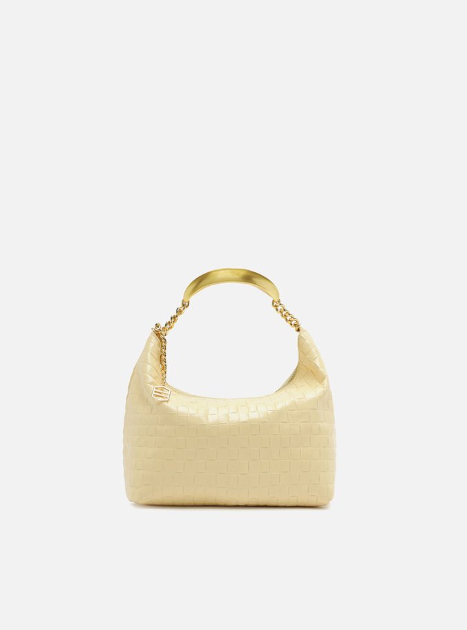 Bolsa Tiracolo Amarela Couro Média Tressê