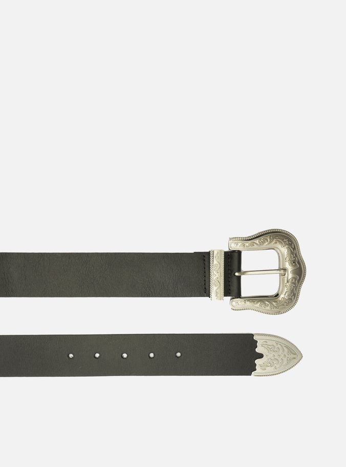 Cinto Preto Couro Fivela Western