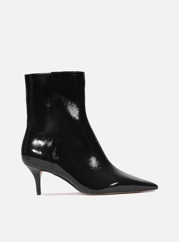 Bota Preta Couro Cano Médio Salto Kitten