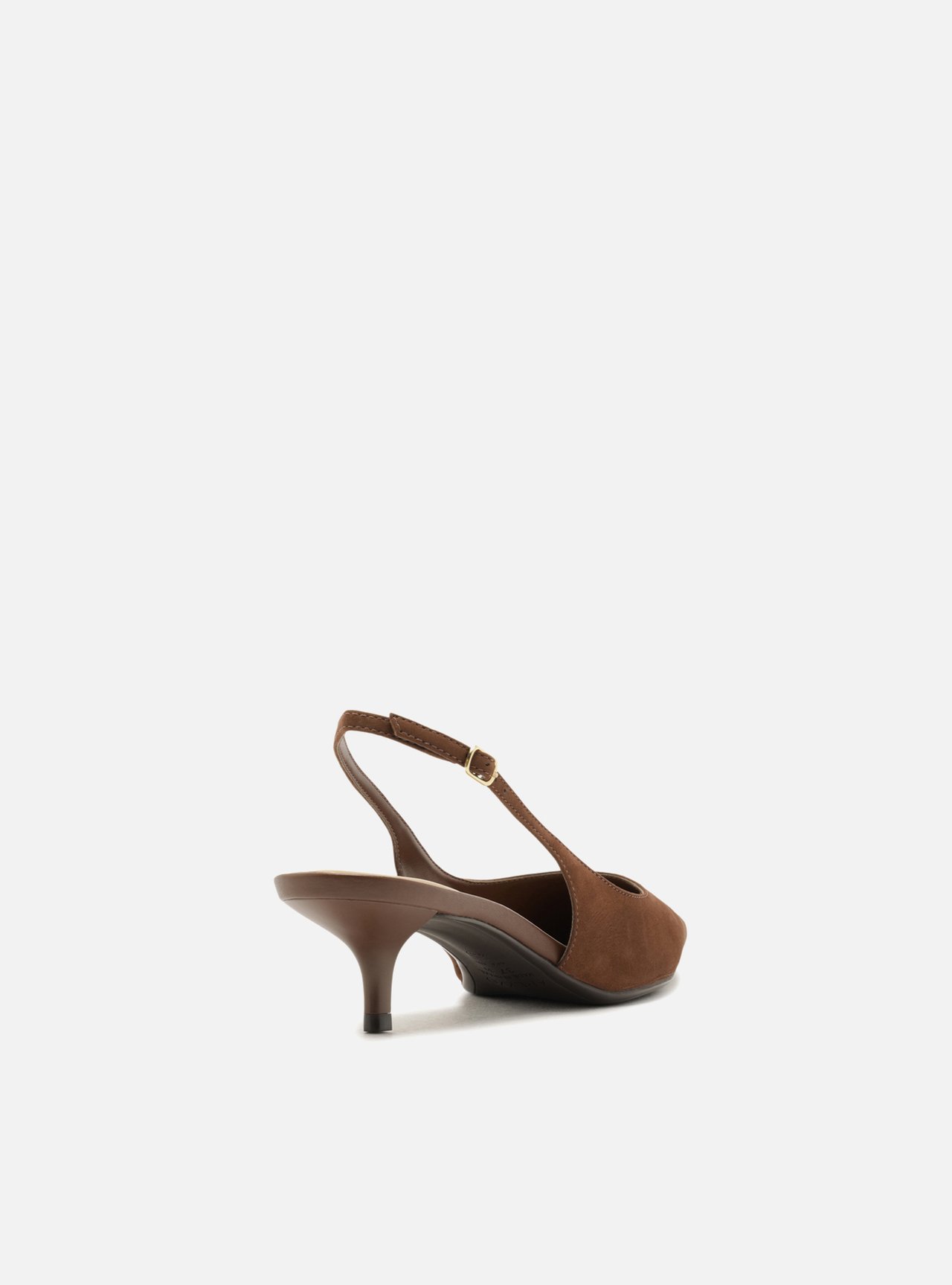 Scarpin Marrom Acamurçado Salto Fino Slingback — foto 3